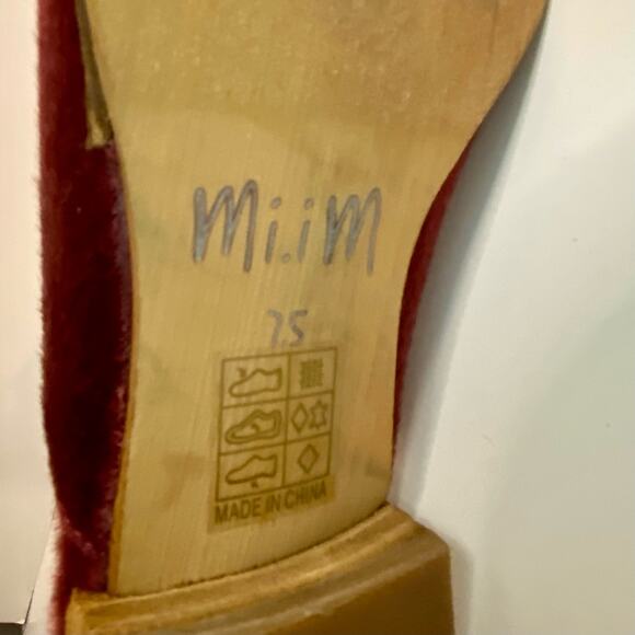 Mi.iM Lux Burgundy Red Calf Hair Mule Loafer Slipper Flats Womens 7.5 - Picture 15 of 16